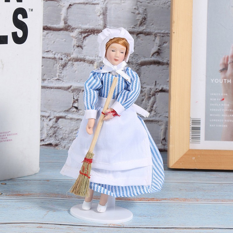 Dollhouse Miniature Porcelain Doll Model Ornament Doll Chef Man Servant