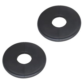 GWYAN 2 Pack Wall Split Flange ABS Round Escutcheon Plate for 1.0"/ 26mm Diameter Pipe Faucet Decoration Accessories (Black)