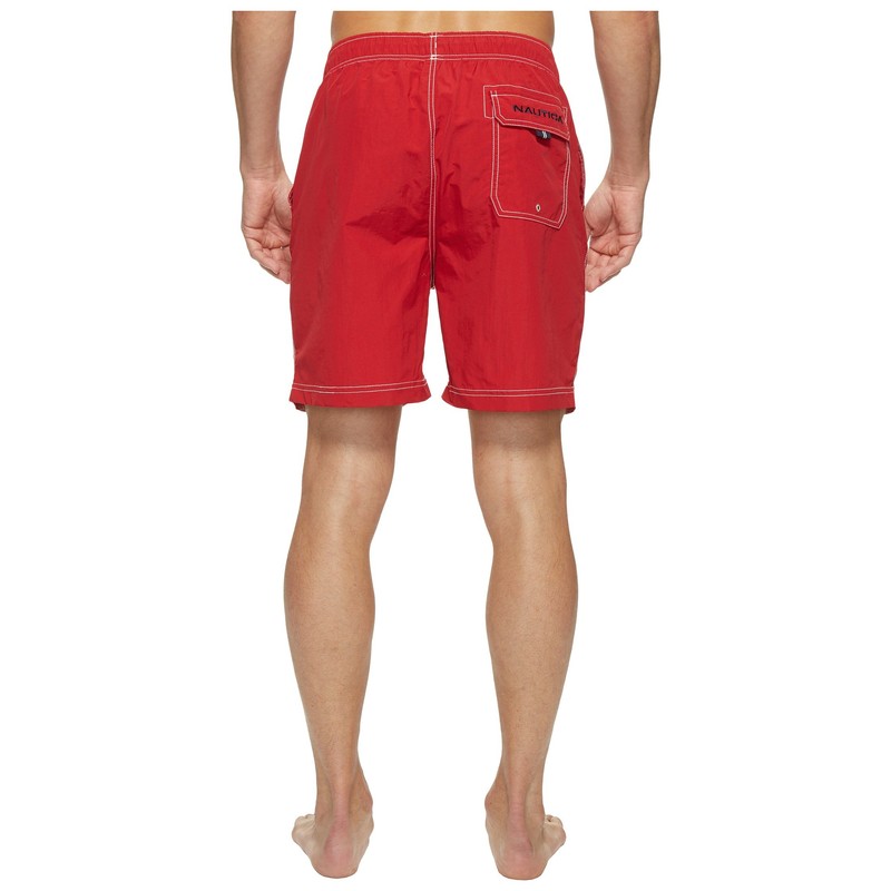 Nautica Men's Standard Solid Quick Dry Classic Logo Swim-Trunk, Nautica