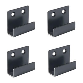 15mm Ceramic Tile Display Hooks Stainless Steel Flat J Hooks Wall Mount Hook Brackets Black Wall Hooks for Home Kitchen Bathroom Garage, Pack of 4