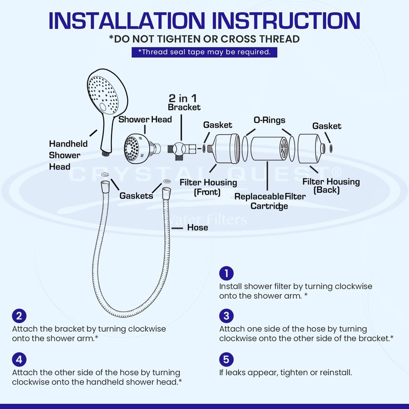 Crystal Quest Luxury Handheld Shower Power Filtration System - Black