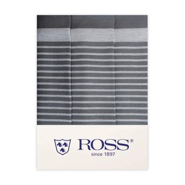 Ross Pack of 3 Twine, Half-Linen Tea Towels, Striped Back, Silver, 50 x 70 cm