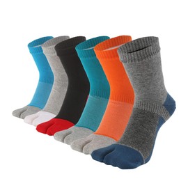 Men's Tabi Socks Flip Flop Split Big Two Toe Crew Athletic Geta Cotton Women Unisex Pack of 6