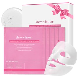 dewyhour Mascarilla facial de colágeno paquete de 5 mascarillas hidratantes de colágeno profundo para uso nocturno con ácido hialurónico y vitamina C