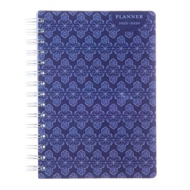 Gartner Studios 2025 Planner, June 2025 -July 2026 Monthly Weekly Planner, Navy Print Cover, Silver Spiral Bound, Includes Sticker Sheet, 5.25" x 8", 1-Count