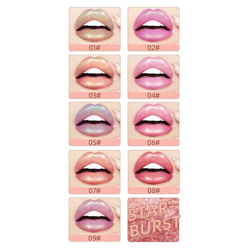 9pcs 0.1oz Women Girls Glitter Lip Gloss Set Moisturizing Lustrous