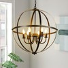 DLLT 6-Light Orb Chandelier, Black and Gold Globe Pendant Lights,