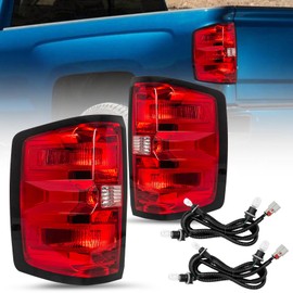 SOCKIR Tail Light Assembly fit 2014-2018 Chevy Silverado 1500 2500HD 3500HD, GMC Sierra 3500 HD Rear Taillight Brake Lamp Driver and Passenger Side Bulbs and Harness Included