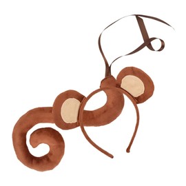 Lurrose Monkey Ears Headband Tail Cosplay Animal Accessories Soft Comfortable Material Durable Jungle Party Costume