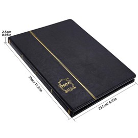 Ettonsun Leather 60-Pocket Dollar Bill Holders for Collectors Paper Money Album Currency Collection Supplies Book Travel Banknote Stamp Storage,Collection Folder for Paper Souvenirs (Black)