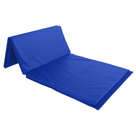 IncStores 2 Inch Thick Eco Fitness Mat | Foldable Vinyl-Covered Foam Exercise Mat Made to Help You Tumble, Cheer, Dance, Stretch, and Jump in Comfort and Style | Blue, 4' x 6' x 2"