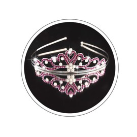 Yheahin Shiny Silver Crystal Tiara and Crown Pearl Rhinestone Heart Shape Princess Tiara Wedding Birthday Costume Hair Accessories for Girls (Rose pink-pearl)