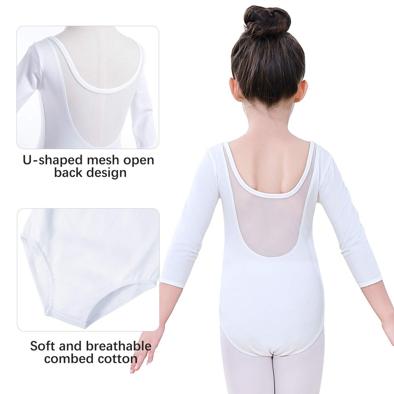 Soudittur Body Danza Bambina Balletto Body Leotards Costumi Cotone 3/4