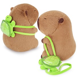Achwishap Capybara Plush With Turtle Backpack - Cute Stuffed Animal Toy, Soft and Kawaii Plushies Gift for Kids and Adults (10")