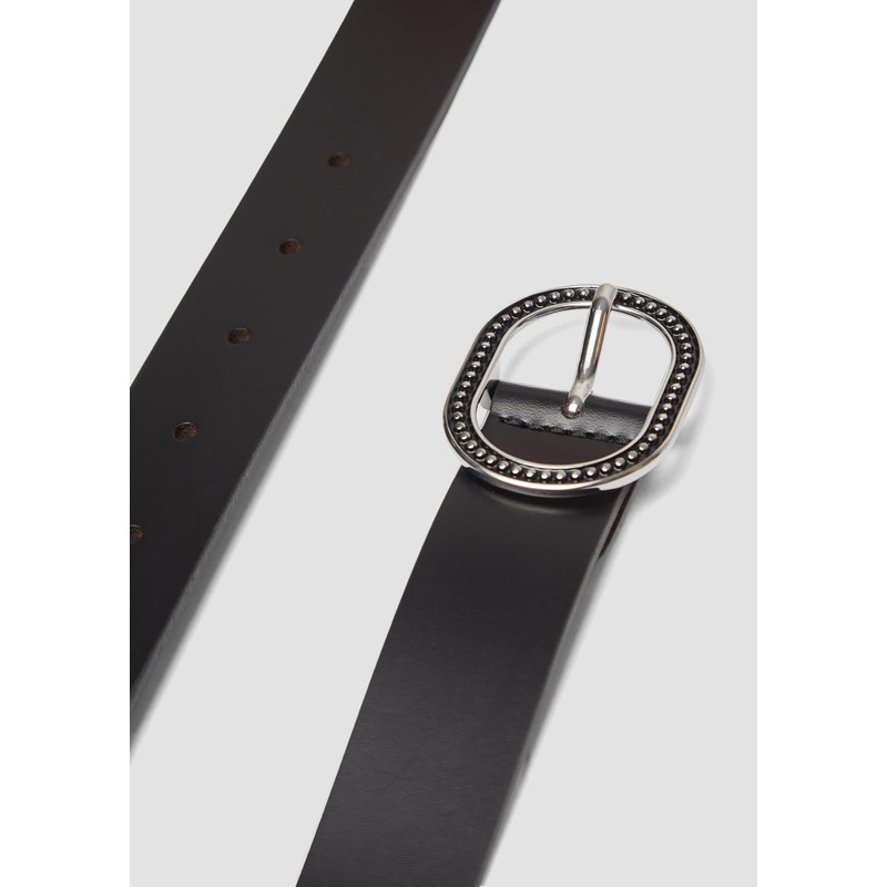 s.Oliver Leather Belt with Decorative Clasp, black
