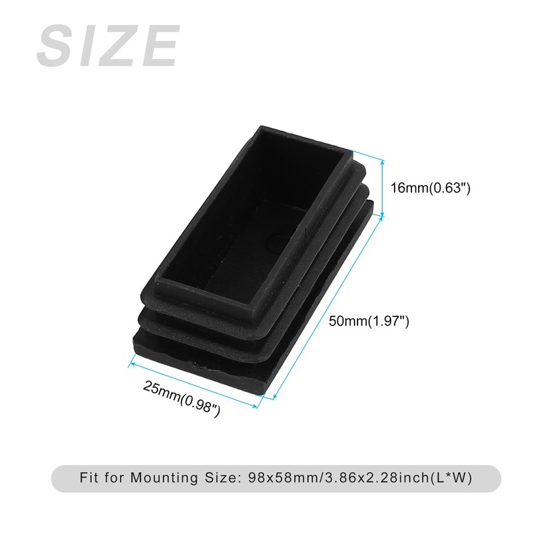 METALLIXITY 24pcs Rectangle End Caps (50x25mm) Plastic Rectangle Tube Insert