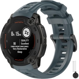 Miimall Sport Band for Garmin Instinct E 45mm, Waterproof, Men Women 22mm Soft Silicone Replacement Band Bracelet Adjustable Watch Strap for Garmin Instinct E, Blue