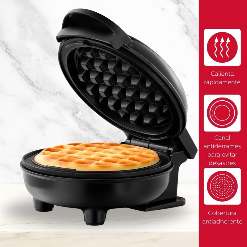Holstein Housewares Personal Non-Stick Waffle Maker, Black - 4-inch Waffles
