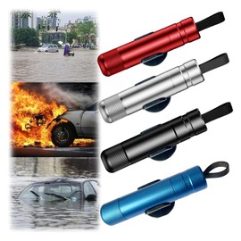 Yeria 4 Packs SafeHammer Window Breaker Seatbelt Cutter, 2026 Upgraded Safe Hammer Glass Breaker Under Water, Car Emergency 2-in-1 Escape Tool with Base (Red & Balck & Silver & Blue)
