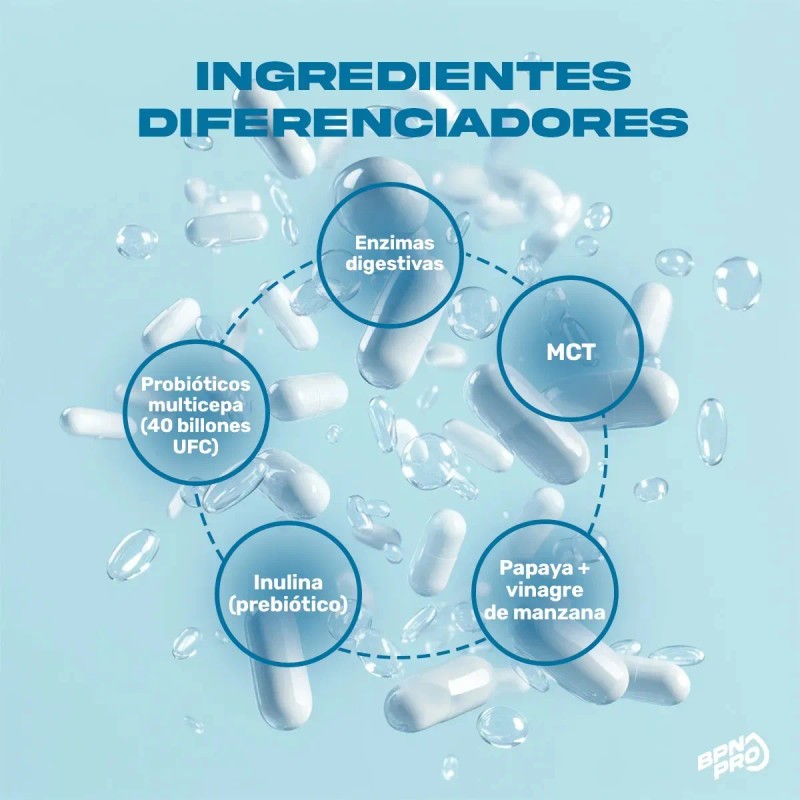 Probióticos Prebióticos Bpn Pro Enzimas Digestivas Digestión Absorción Nutrientes Cápsulas