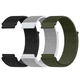 18mm Quick Release Nylon Watch Band Compatible with Garmin Venu 2S 3S/Vivoactive 4S 3S/Active S, Adjustable Breathable Sport Watch Strap Replacement for Forerunner 255S Music/265S Men Women, 3 Packs