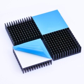 Heat Sink with Thermal Conductive Double Sided Tape for Thermal Runaway Protection L40mm X W40mm X H11mm Black Cooling Fins Aluminum Heat Dissipation Plate Fire TV DIY Kit IC Chip MOSFET Circuit Board