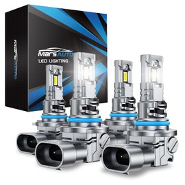 Marsauto 9005/HB3 9006/HB4 Light Bulbs, 9005 9006 80000LM Super Bright Front Light Bulbs with 5 mins Plug and Play, Turbo Fan, 50000 Hours Lifespan, 6500K Cool White, No Polarity, Fog Light, Pack of 4
