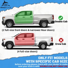 WHALEMOTOR Double & Extd Cab Running Boards Side Steps Compatible with 2019-2025 Chevy Silverado/GMC Sierra 1500 (Excl 19 Ld/Lt, 2020-2025 2500HD 3500HD, Black Textured Aluminum Nerf Bars