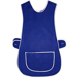 Kentex Online 2 Pack Home Work Tabard Apron Plain Coloured Single Large Pocket Side Fastening Tabards (W, Blue)