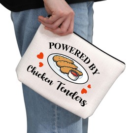 G2TUP Funny Chicken Tenders Gift Powered by Chicken Tenders Makeup Bag Chicken Tenders Lover Cosmetic Bag Funny Foodie Gift (Chicken Tenders MB)