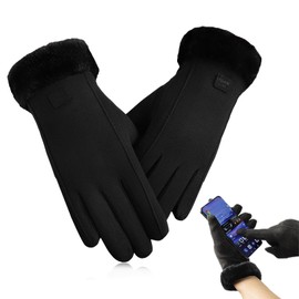 MADGININE Winter Gloves for Women,Ladies Touchscreen Gloves with Fleece Lining Soft Warm Women's Winter Touch Screen Gloves Thermal Windproof Phone Gloves for Women Daily Driving Running Cycling