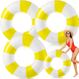 Foilswirl 3 Pcs Jumbo Pool Floats 47.24 Inch Swimming Ring Striped Pool Rings Inflatable Tube Pool Tube for Adult Swimming Pool Summer Beach Bachelorette Wedding Party Decor