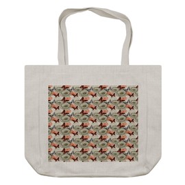 Ambesonne Butterfly Shopping Bag, Poppy Blossoms and Butterflies Wildlife Garden Forest Theme Vintage Style, Eco-Friendly Reusable Bag for Groceries Beach and More, 15.5" X 14.5", Cream