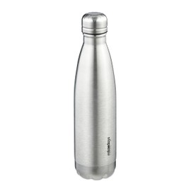 Relaxdays Trinkflasche Edelstahl, auslaufsicher, Kalt-& Heißgetränke, Vakuum Isolierflasche 500 ml, Outdoor, Silber
