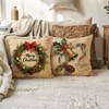 Rustic Christmas Decor Throw Pillow Covers Santa Post Card Design