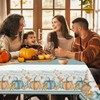 Thanksgiving Disposable Tablecloths,2 Pack Blue Pumpkin Maple Thanksgiving Plastic Table