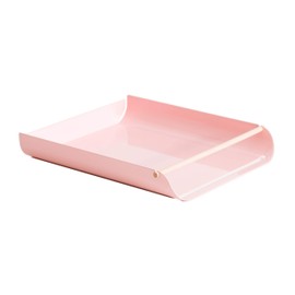 U Brands Metal Letter Tray, Desktop Accessory, Arc Collection, Pink (3552A02-06)