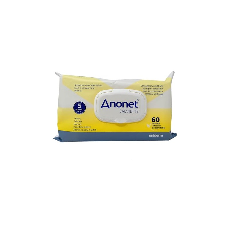 Uniderm Anonet Salviette Carta Igienica Umidificata, 60 Salviette