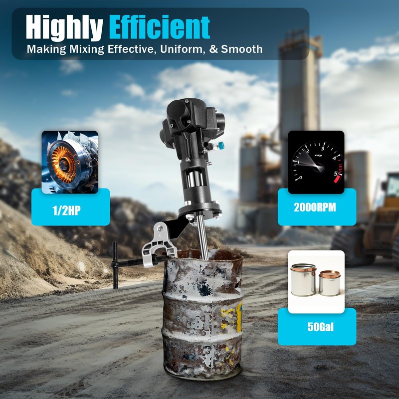 Pneumatic Mixer, 1/2 HP Pneumatic Stainless Steel Mix Tool,2000 rpm