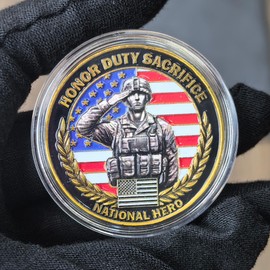 Military Challenge Coin - Honoring All Who Served, Eagle and Soldier Design, Veteran Appreciation Gift, 1.57-Inch Metal Commemorative Coin