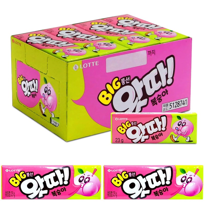 K-Food Korean Bubble Gum Peach Chewy Flavored Bubble Gum Packs