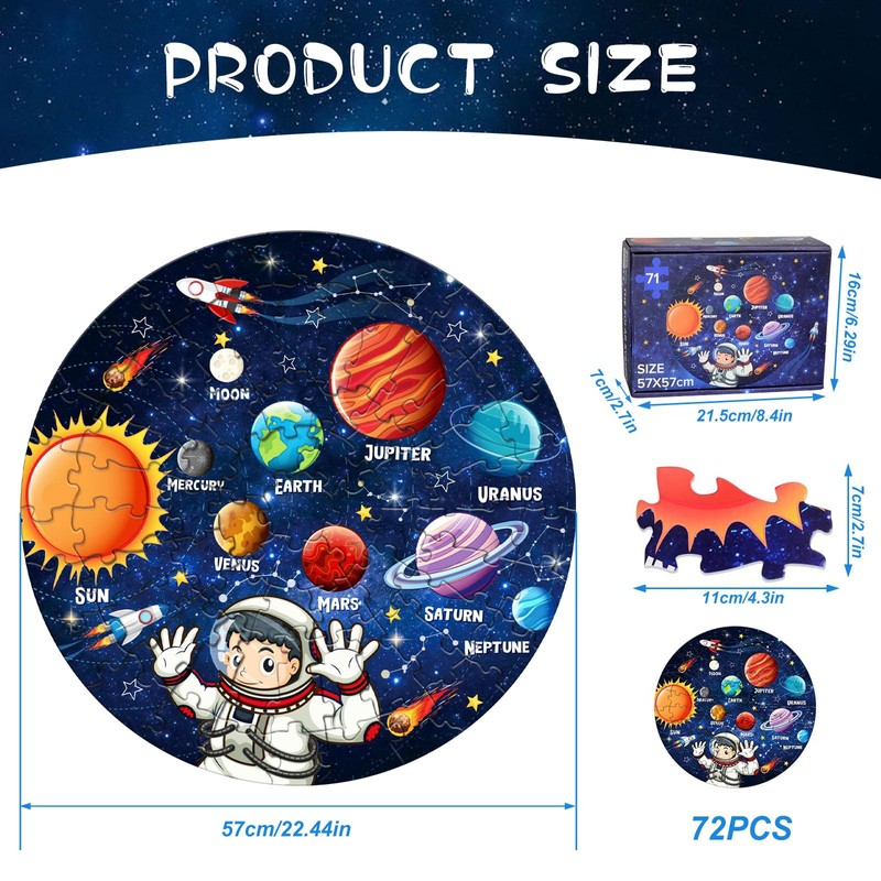 Solar System Floor Puzzles for Kids, 71 Piece Space Jigsaw