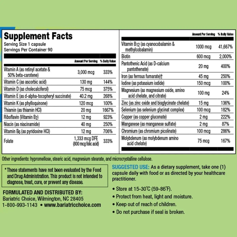 Multivitaminico Bariatrico Diario Bariatric Choice 90 Cap