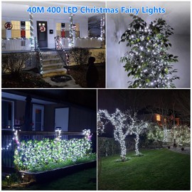 Christmas Lights Outdoor Decorations,BOLWEO 40M 400LED Mains Powered Christmas Tree Lights with Waterproof Timer Fairy String Lights Plug in for Indoor & Outdoor Xmas Bedroom Garden Wedding,Cool White