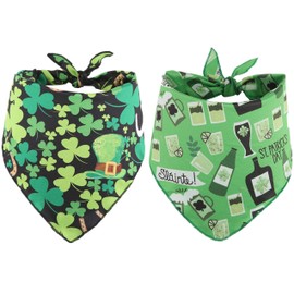 St Patricks Day Dog Bandana Pack of 2,Triangle Bibs Pet Scarf for Medium to Large Dogs