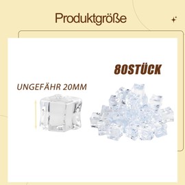 Pack of 80 Reusable Ice Cubes Square Reusable Ice Cubes for Party Decoration Photography Wedding Decoration Kitchen Decoration Photography Props Vase Fillers (about 20 mm)