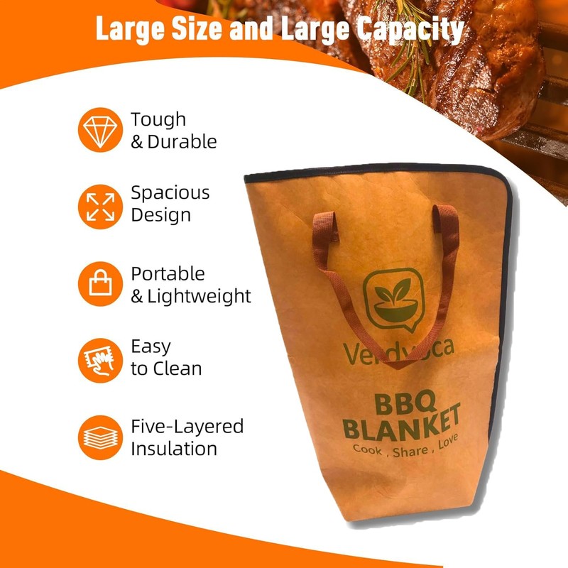 BBQ Blanket for Resting Brisket 21”×16”, Breathable Insulated Meat Wrap