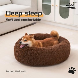 Comfort Donut Dog Bed - Cat Beds for Indoor Cats with Neck Support, 3 Sizes (Machine Washable) for Small/Medium/Large Dogs & Cats