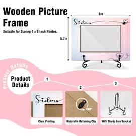 oayGnay Sister Picture Frame, Sister Gifts Photo Frame, Birthday Gifts for Bff Sisters, Wooden Picture Frame With Stand, Photo Frame 4 x 6 for Desktop Display Home Office Decor (Vertical) -33