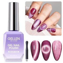 Gellen Cat Eye Gel Nail Polish, 18ml Purple Gel Polish with Magnet Stick, Magnetic Glitter Reflective Holographic Nail Polish UV Gel Nail Art